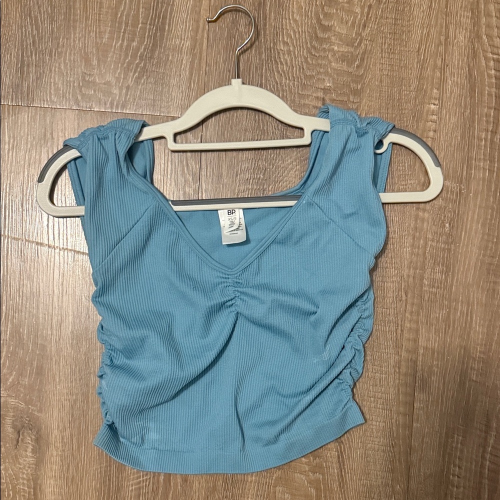 BP Blue Ribbed Crop Top